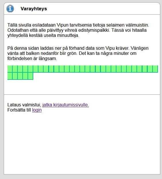 Kuvakaappaus Vipusta, Varayhteyden lataus valmistunut