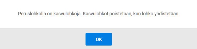 Kuvankaappaus Vipusta. Huomautus, että peruslohkolla on kasvulohkoja, jotka tulee poistaa ennen lohkon yhdistämistä.