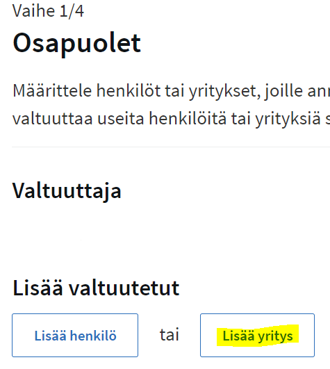 Klikkaa lisää yritys.