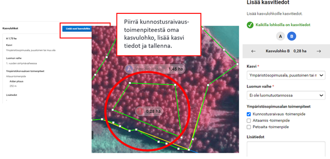 Kuvakaappaus Vipusta, kunnostusraivauksen ilmoittaminen