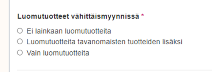 luomutuotteet vähittäismyynnissä.