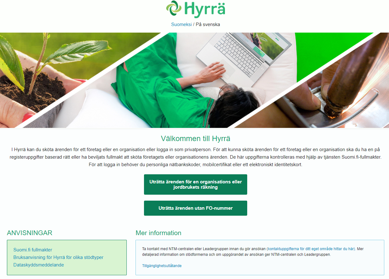 Välkommen till Hyrrä -websidan.