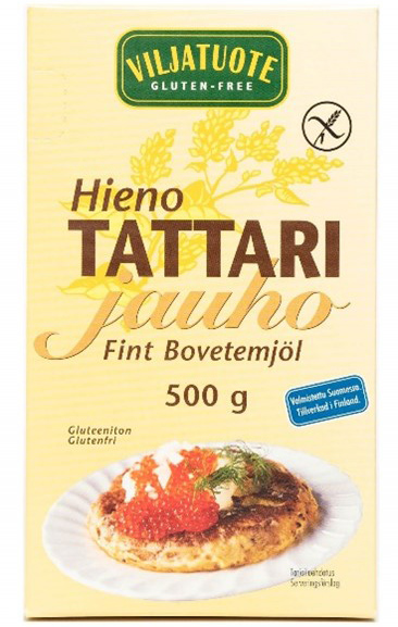 Gluteeniton Hieno Tattarijauho (Fint Bovetemjöl, glutenfritt) 500 g.