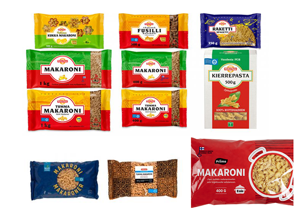 Bilder på produkterna (Lantmännen Cerealia, Kesko, SOK, Tokmanni)