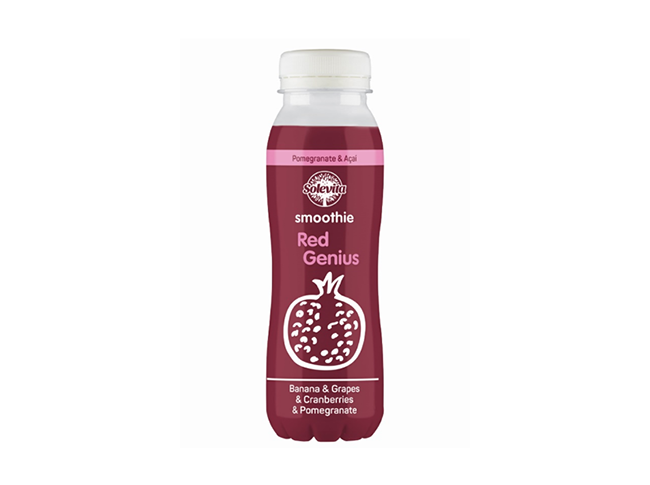 Solevita Smoothie Red Genius, granatäpple-acai, 250 ml, bäst före 12.3.2024