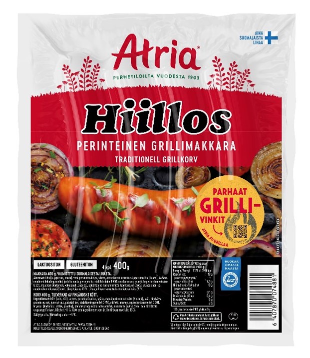 Atria Hiillos Grillimakkara 400 g (endast med sista förbrukningsdag 9.7.2025)