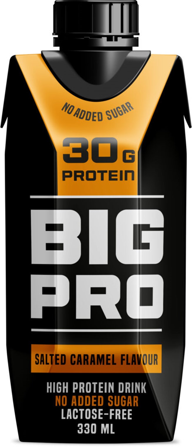 BIG PRO suolainen karamelli proteiinijuoma, 330 ml.
