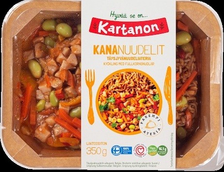 Kartanon Kananuudelit täysjyvänuudeliateria, 350 g.