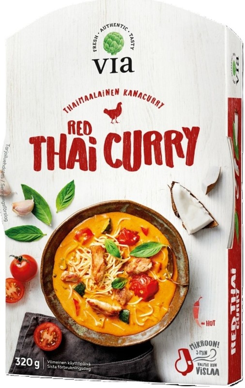 Via-tuotemerkin Red Thai Curry -valmisateria