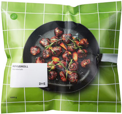 Ikea huvudroll grönsaksbullar förpackning.