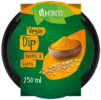 Vemondo vegaaninen dippikastike linssi-curry, 250 ml.