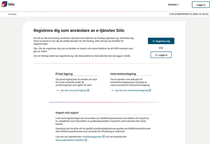 Bild1 Siilo-tjänstens förstasida