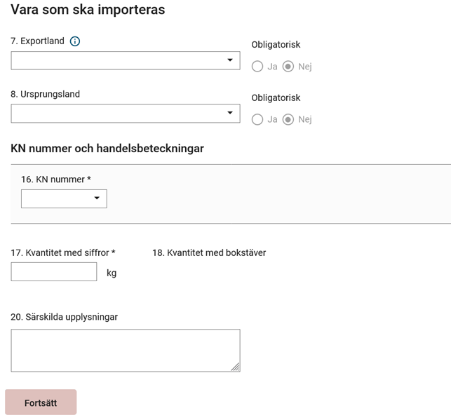 Bild 15 Agrim ansökans importerad product