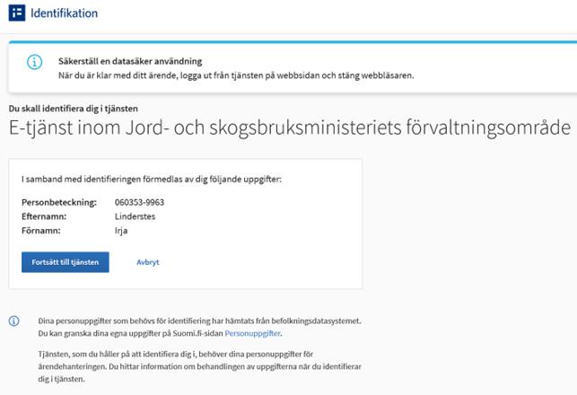 Bild 3 Efter identifieringen visas de personuppgifter som förmedlas om dig till Siilo-tjänsten