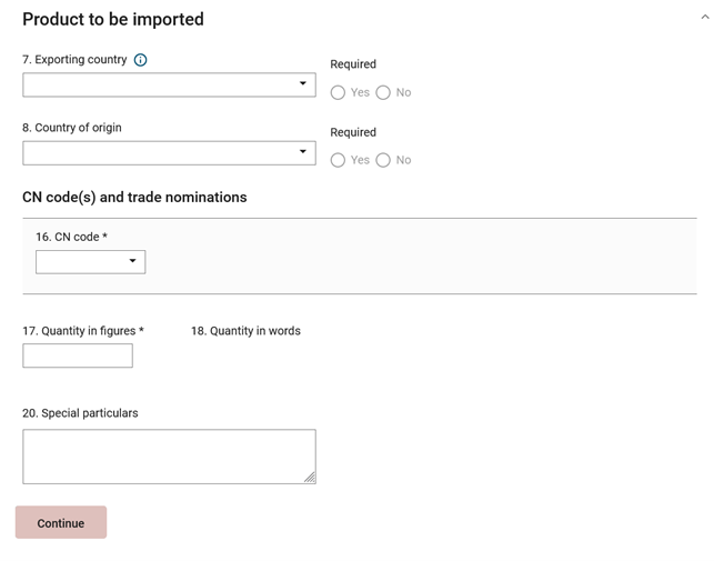 Screenshot of an AGRIM application's product information section