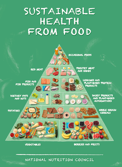 Image of food pyramid of Finnish National Food-based dietary guidelines