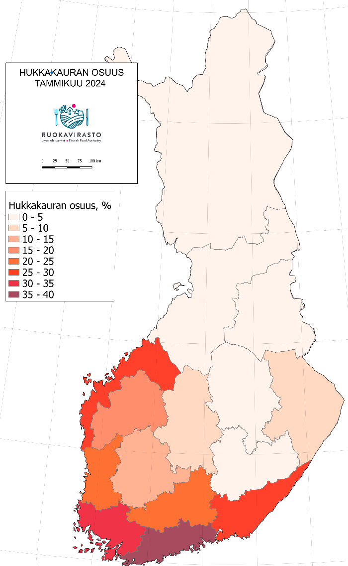 Hukkakauran osuus 2023.