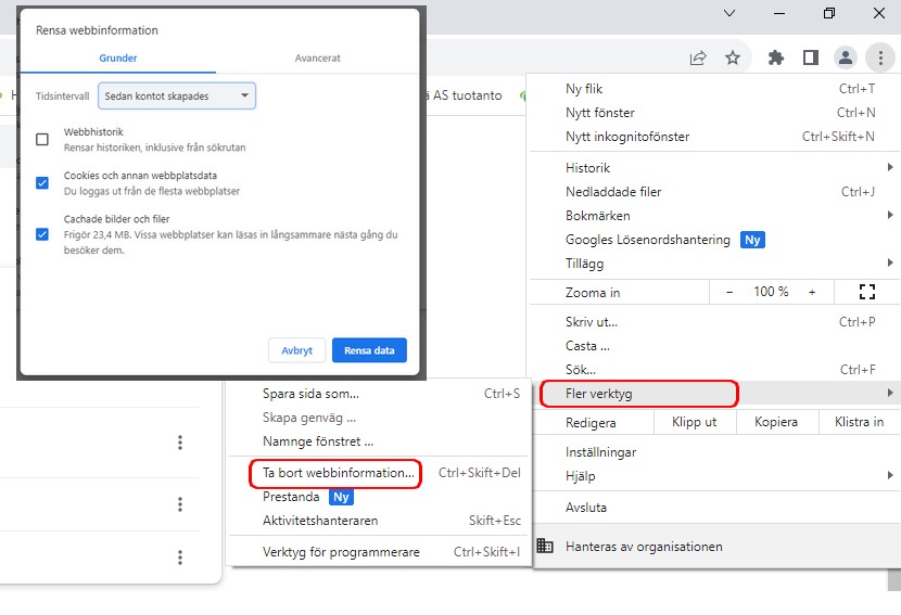 Google Chrome radera cacheminnet