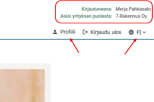 Kuvankaappaus näkymästä, josta näkyy organisaation nimi