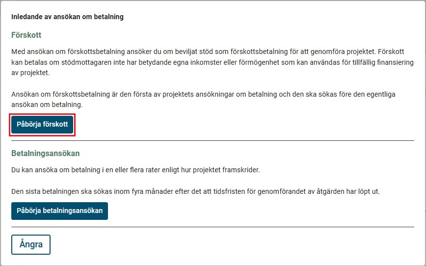 P&aring;b&ouml;rja f&ouml;rskott