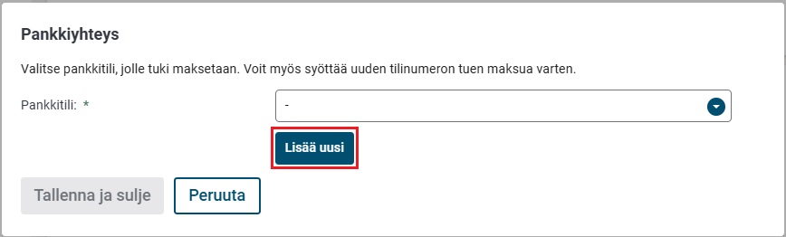 Lis&auml;&auml; uusi tilinumero