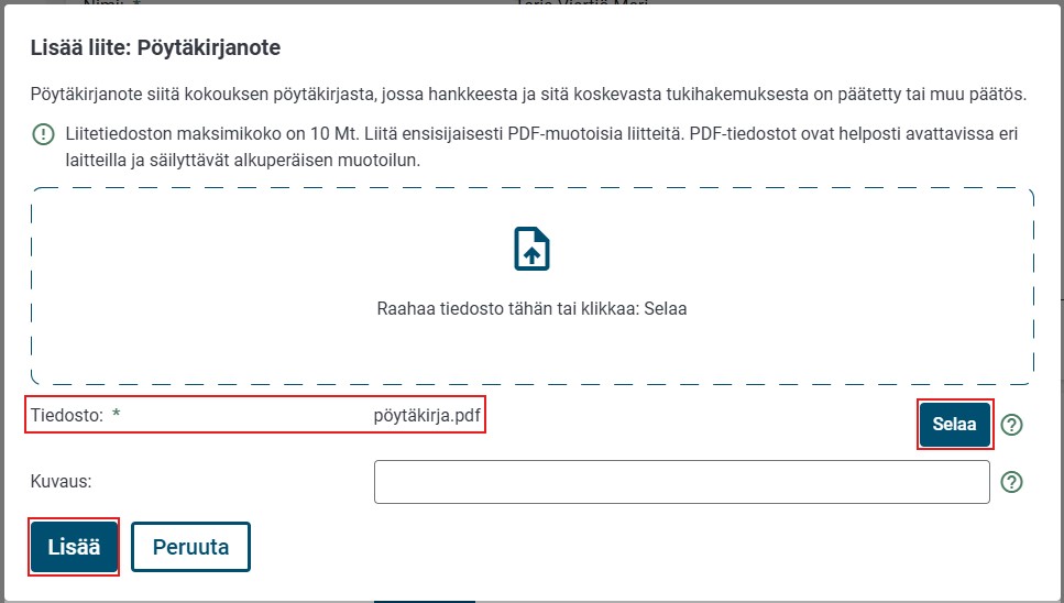 Avaa liite uusi valinta