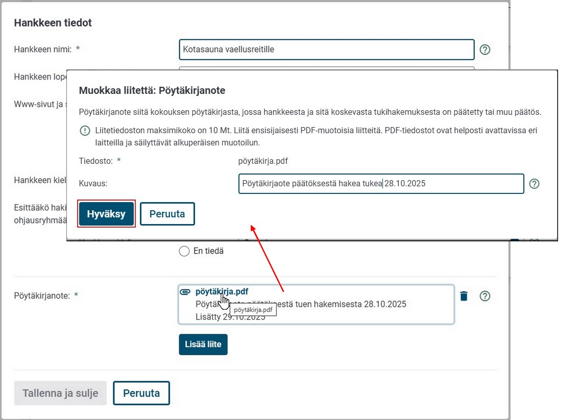 Kuvauksen muuttaminen