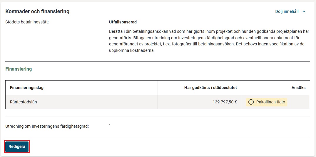 Utfallsbaserad kostnader och finanslering