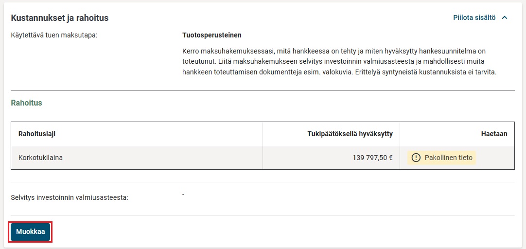 Tuotosperusteinen Kustannukset ja rahoitus