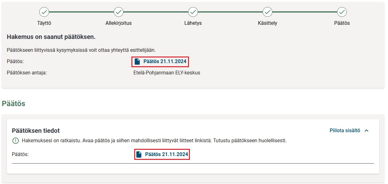 Maksup&auml;&auml;t&ouml;stulosteen avaus