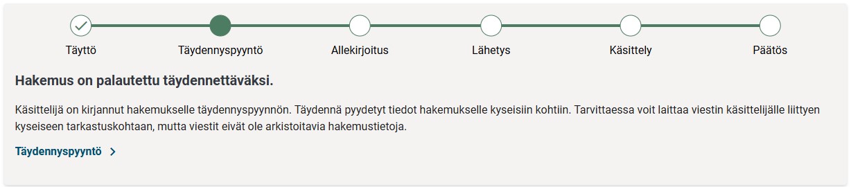 Palautettu t&auml;ydennett&auml;v&auml;ksi