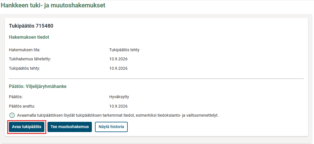 Avaa tukipäätös