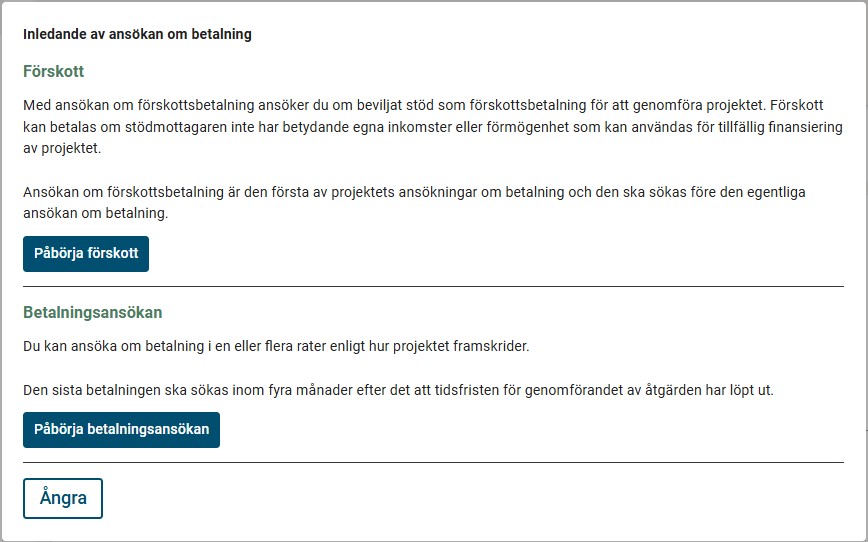 Inledande av ans&ouml;kan