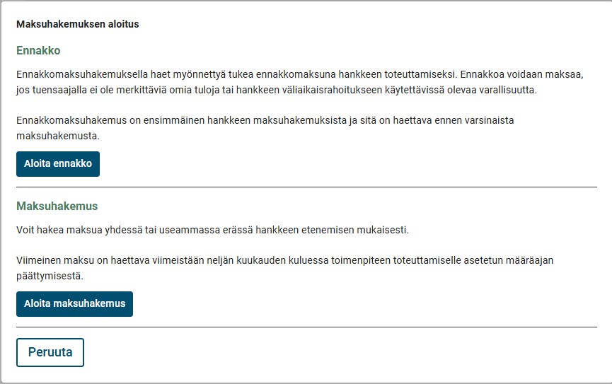 Maksuhakemuksen aloitusikkuna