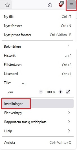 Firefox inställningar