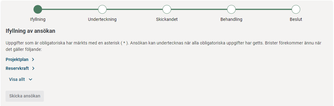 ifyllning av ansokan