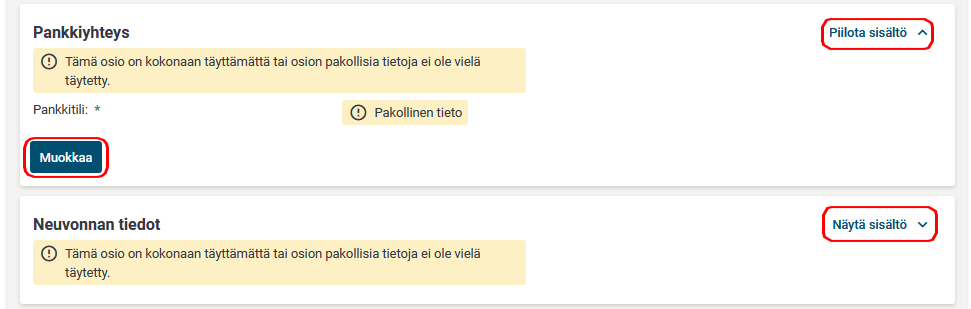 Tästä voit muokata hakemustasi