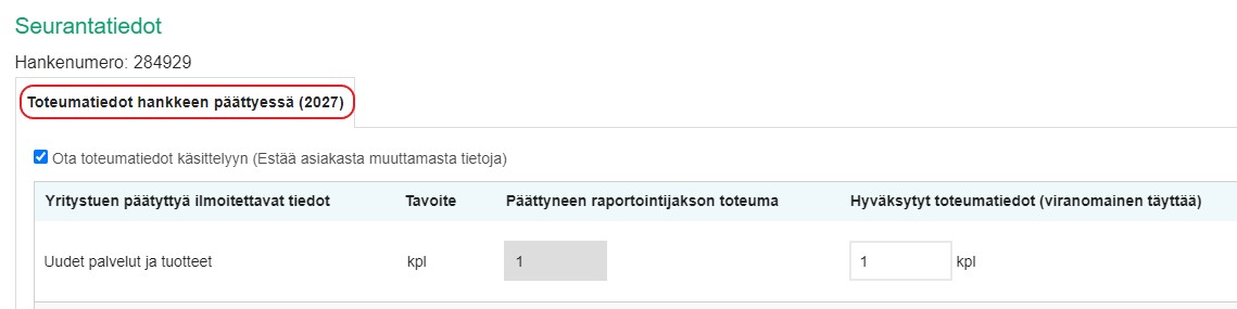 toteumatiedot käsittelyssä