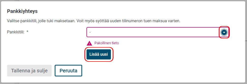 tilinumeron lisääminen