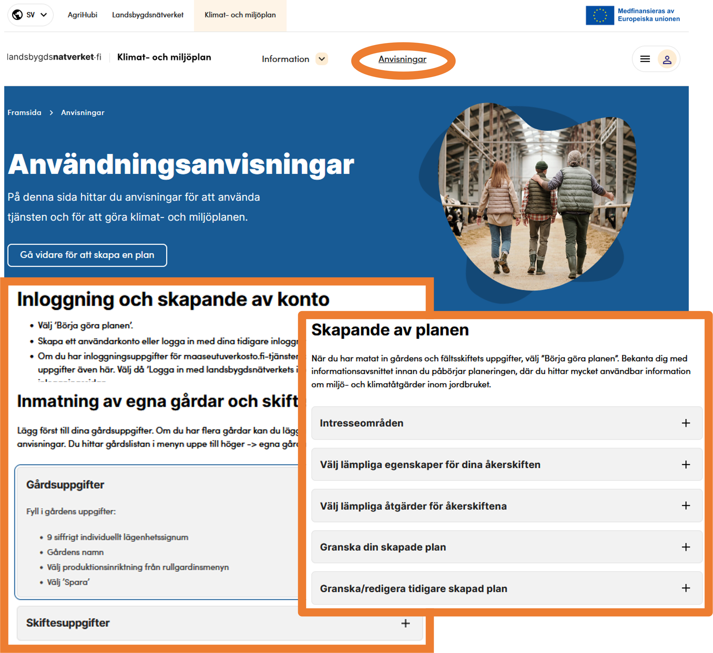 Skärmbild från instruktioner
