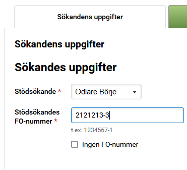 Fliken Sökandes uppgifter