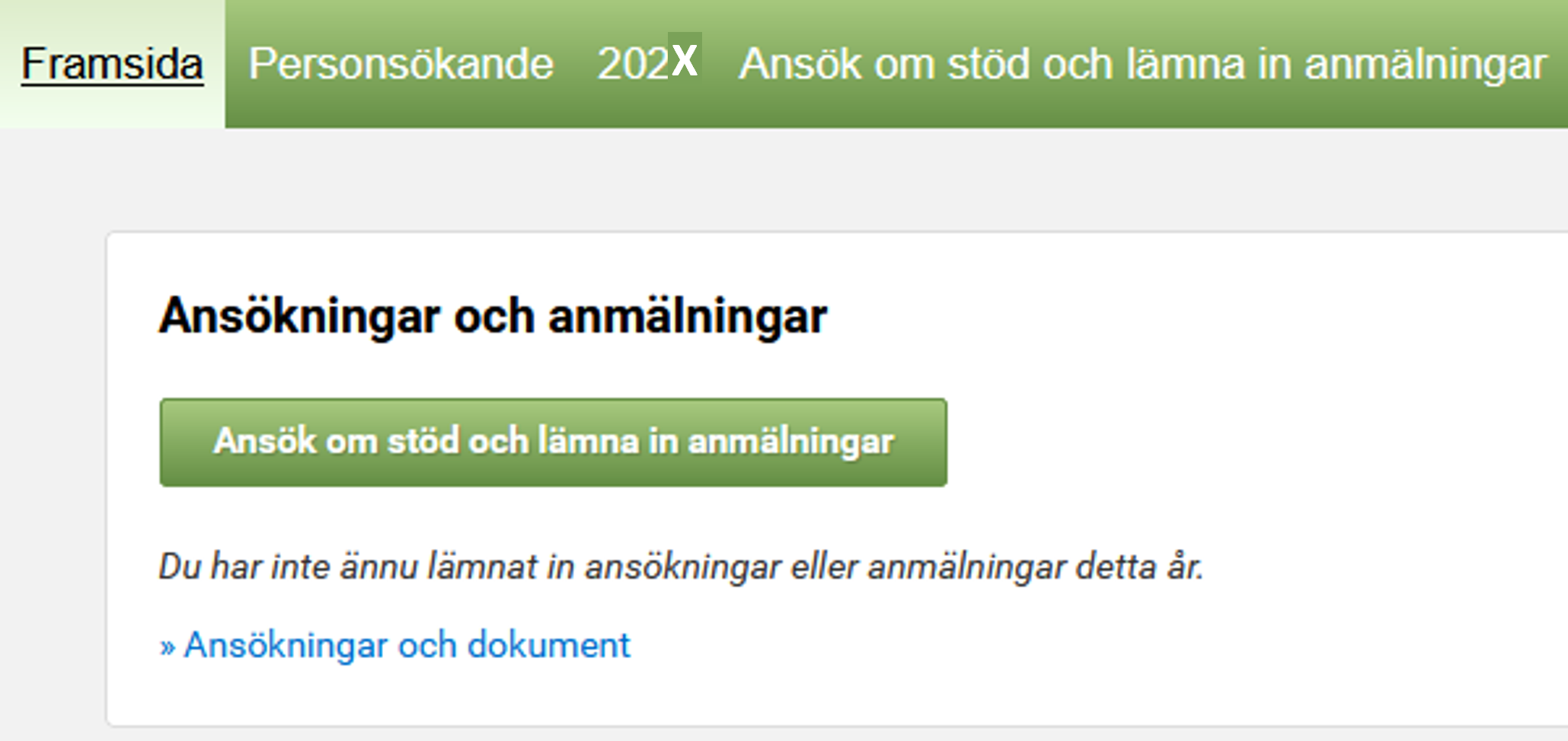 Skärmdump från Viputjänsten Viputjänstens framsida