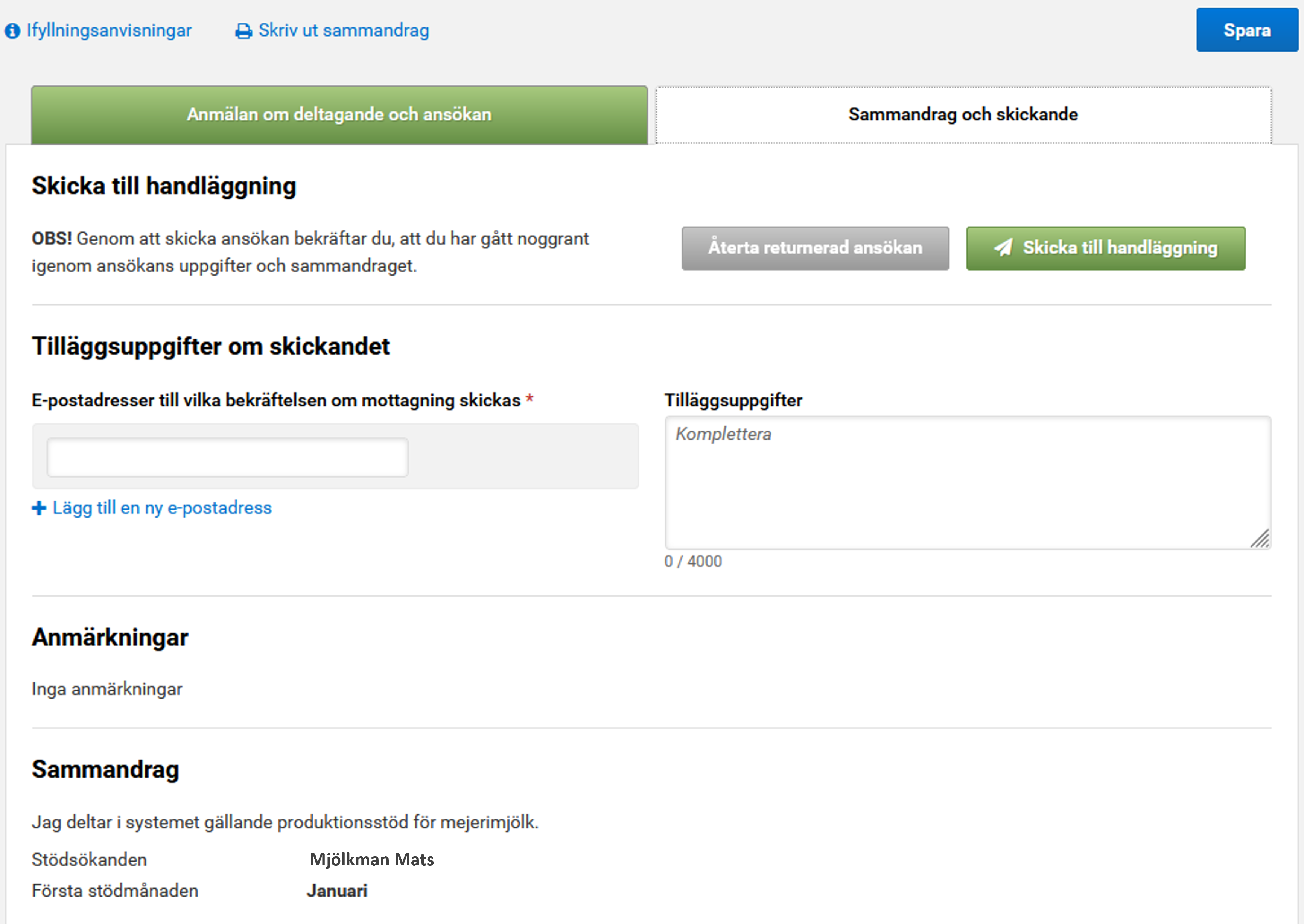 Skärmbild från Viputjänsten