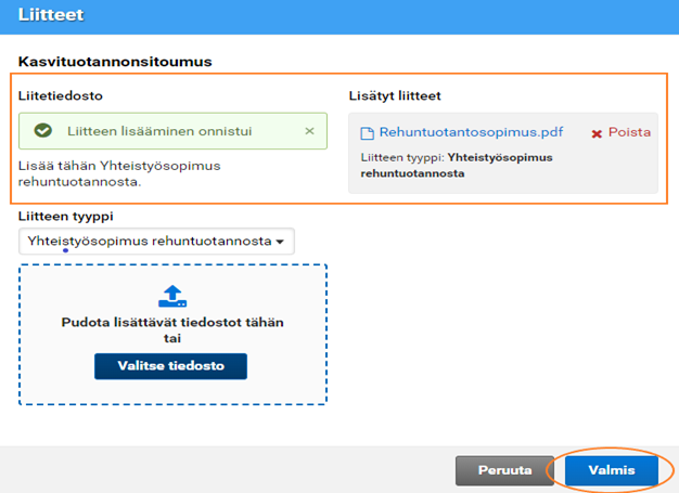 Kuvakaappaus Vipusta, Onnistuneiden liitteiden lisäämisen ilmoitus