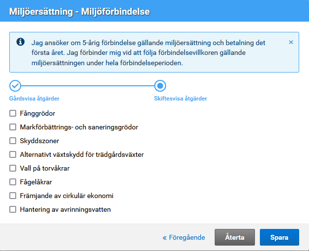 Skärmdump ur Viputjänsten, Val av skiftesvisa åtgärder