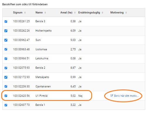 Skärmdump ur Viputjänsten, bearbetning