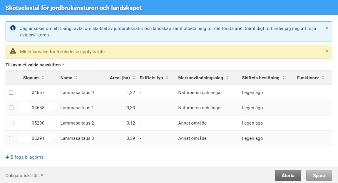 Skärmdump ur Viputjänsten, val av skiften