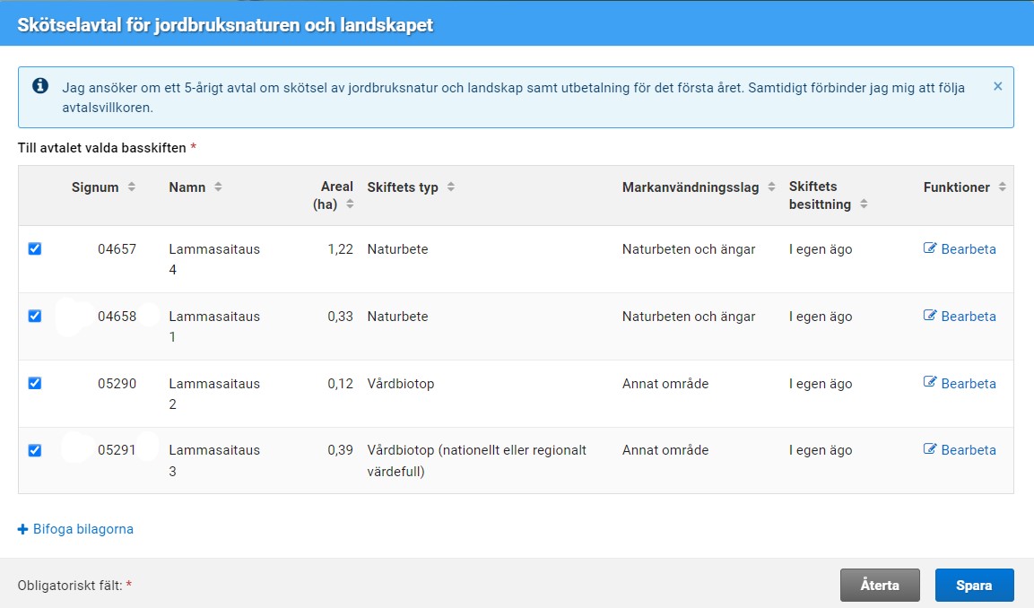 Skärmdump ur Viputjänsten, skiftesvisa uppgifter