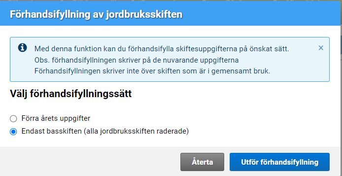 Skärmdump ur Viputjänsten, förhandsifyllning