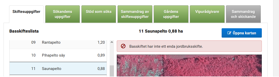 Skärmdump från Viputjänsten